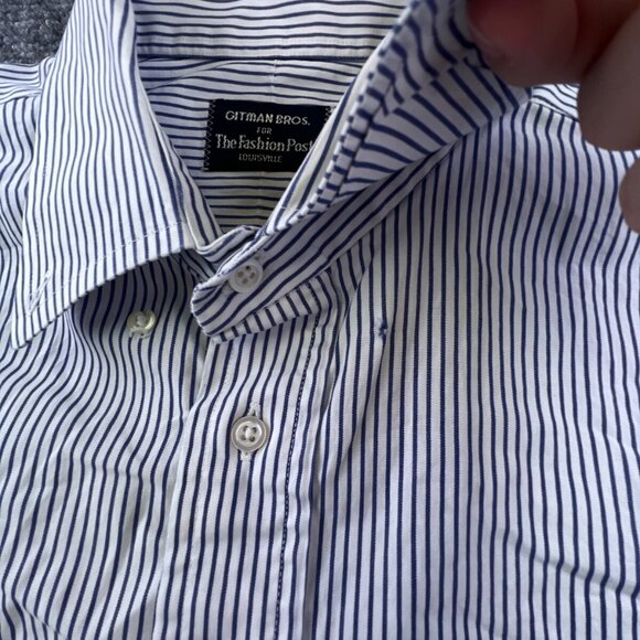Gitman Bros Button Up Shirt Blue White Striped Fashion Post Louisville 17 35 - Picture 9 of 12